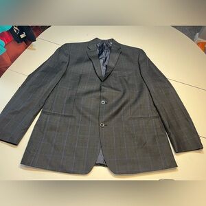Michael Kors men’s 46L blazer sports jacket gray blue plaid